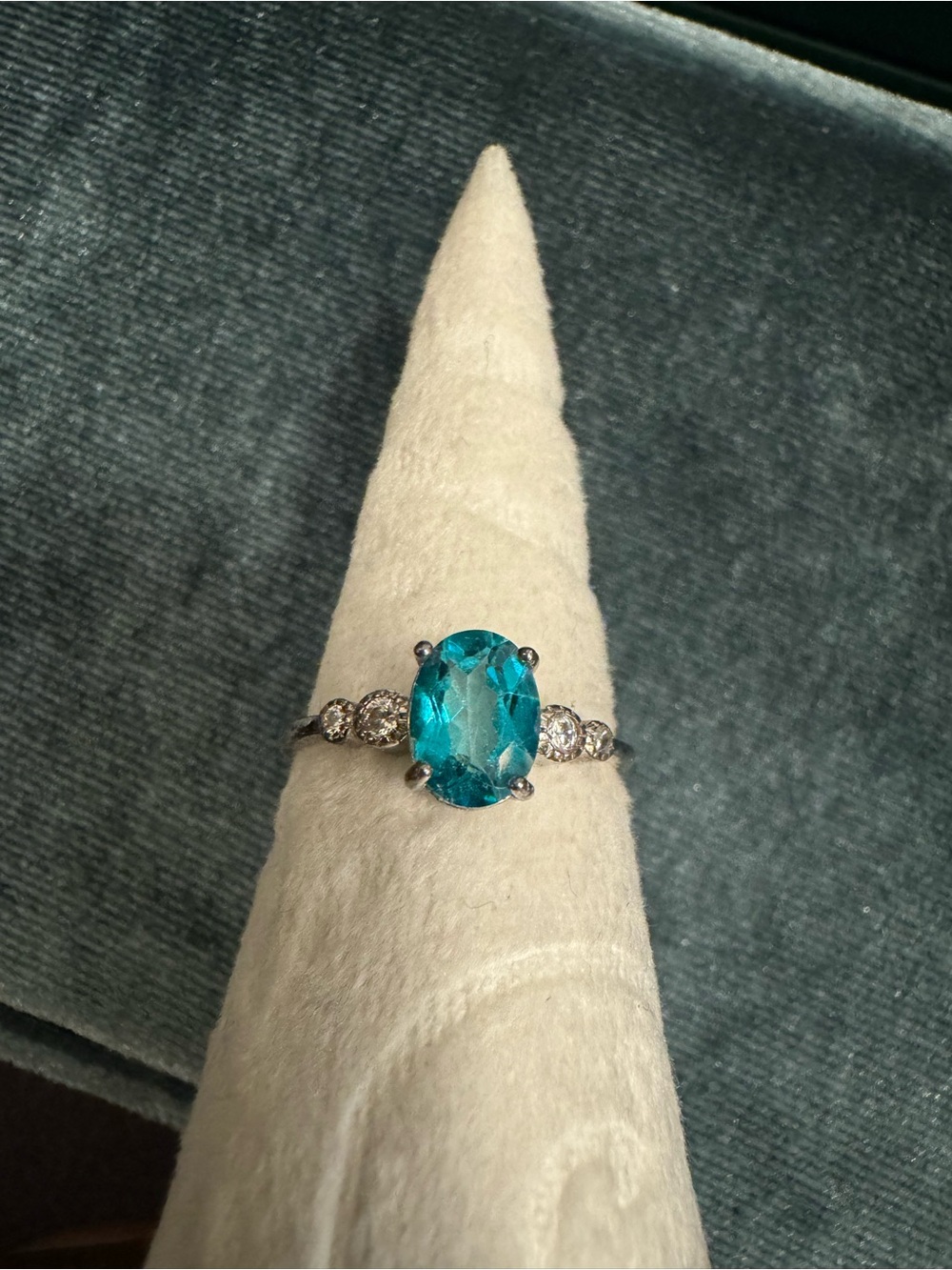 S925 paraiba topaz gemstone silver ring size 6